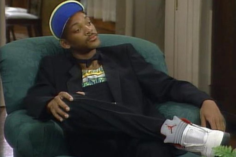 Will Smith wears laceless Jordan 5's in an episode of 'The Fresh Prince of Bel-Air.' 