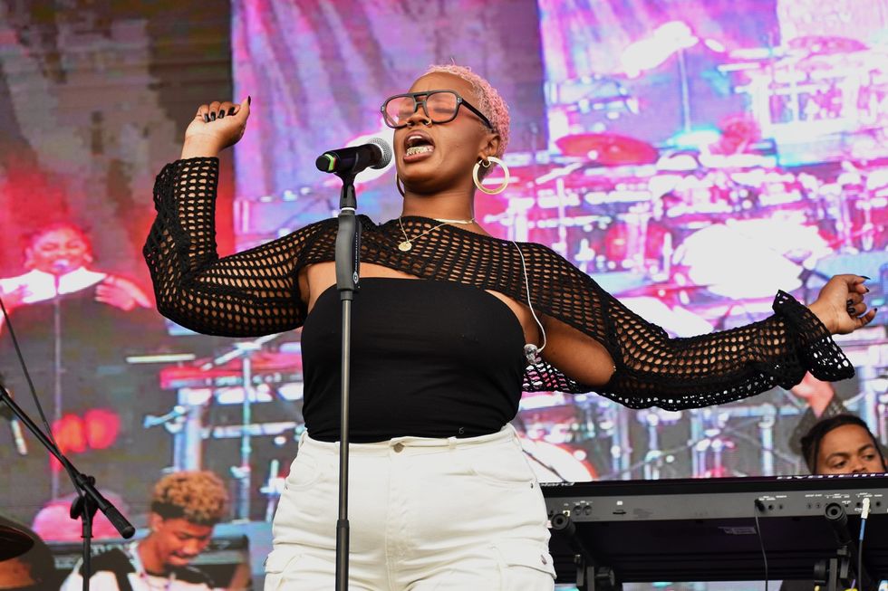 Zyah Belle says it's her first time being in Boston and she\u2019s \u201chappy to be where the Black people are at,\u201d at BAMSFest in Franklin Park, June 24, 2023.