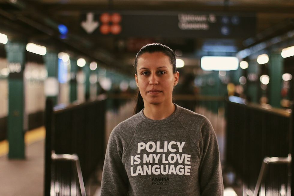 Woman in subway talks about stop-and-frisk