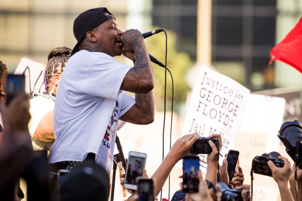 YG performing at LA Protest
