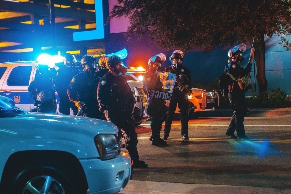 Group of police at an Arizona protest