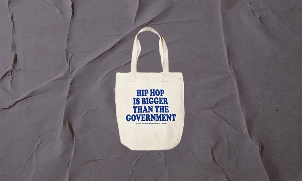 Badu World Market Hip Hop Government Tote Bag Blue Tan
