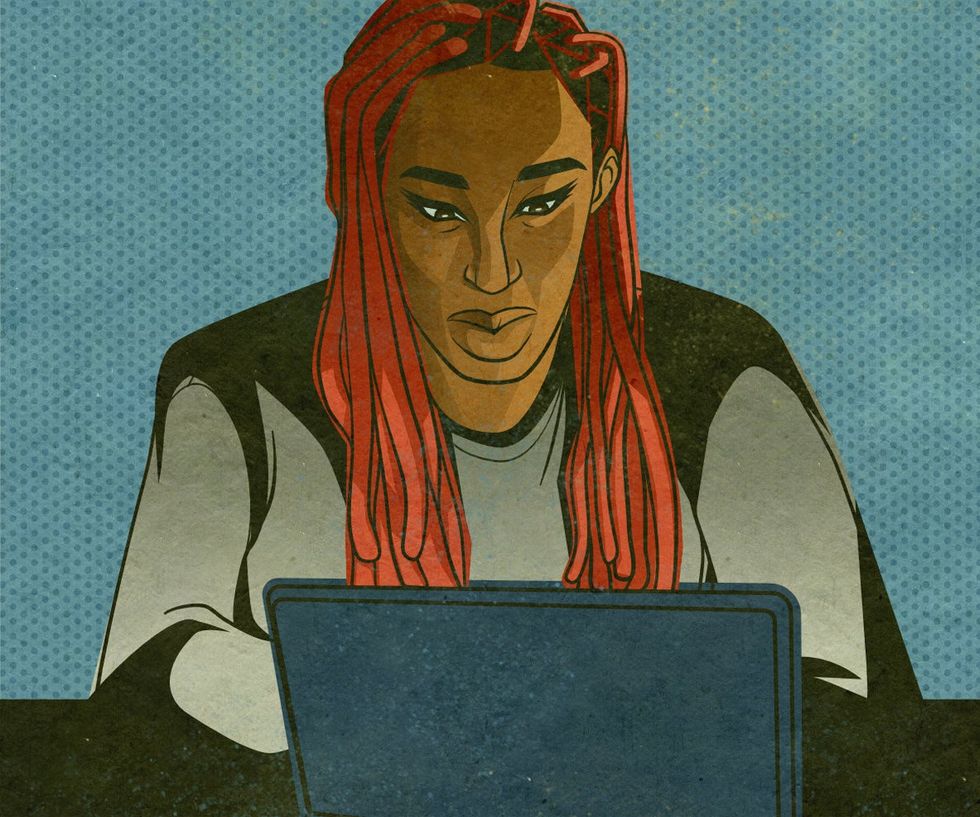 woman looking at laptop 