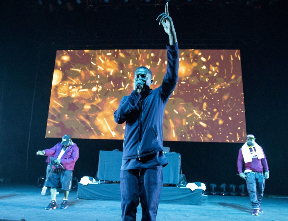 GZA, Ghostface Killah, and Raekwon on stage with atat Michigan Lottery Amphitheatre on May 31, 2019 in Sterling Heights, Michigan.