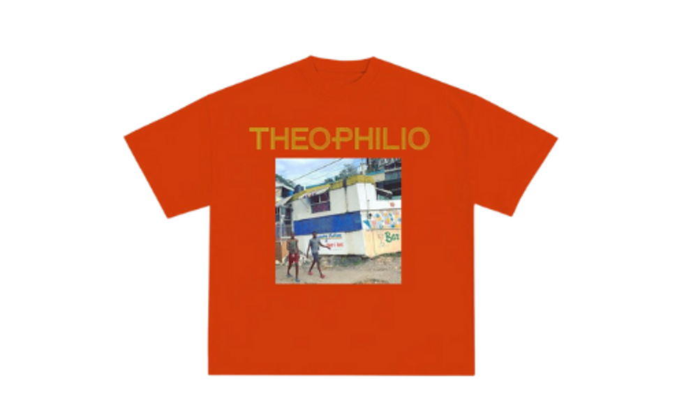 Theophilio Crystal Logo Brothers Tee Orange