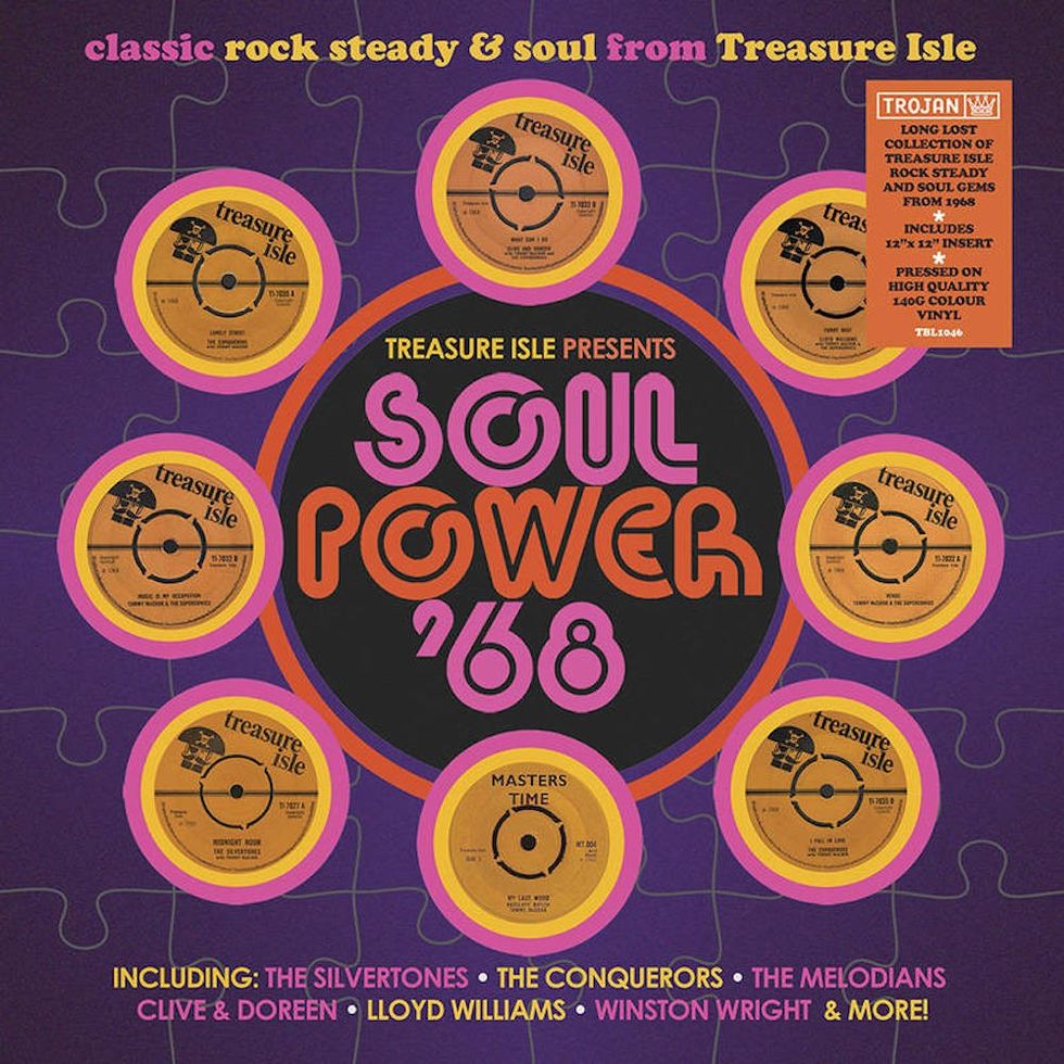 Cover of Soul Power '68, an upcoming compilation of songs produced by rock steady legend Duke Reid. 